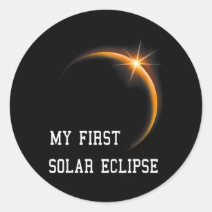 Adesivo Redondo Crianças Meu Primeiro Eclipse Solar Meninas 2024 S