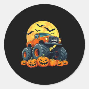 Adesivo Redondo Crianças Monster Truck Halloween Pumpkin Jack O La
