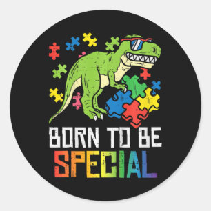 Adesivo Redondo Crianças Nascer Especial Trex Quebra-cabeça Dino B