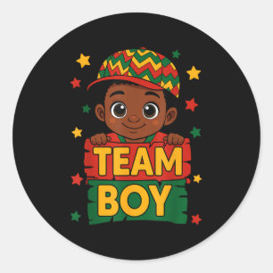 Adesivo Redondo Crianças Negras da Equipe Revelam Anúncios de Bebê