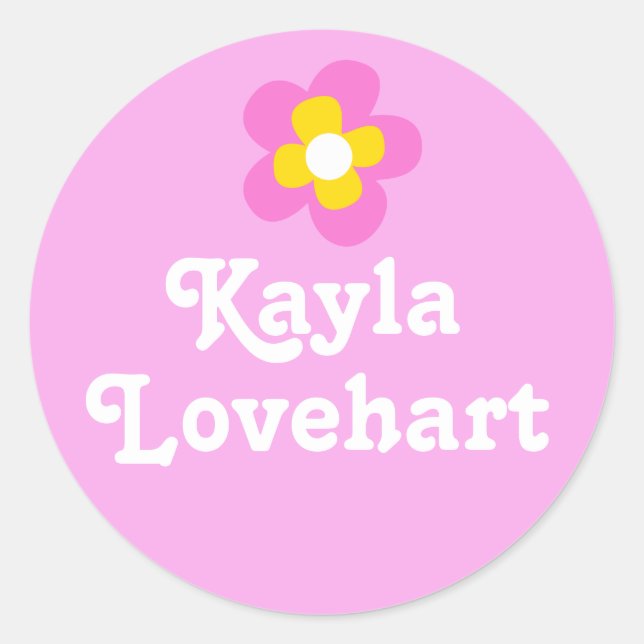 Adesivo Redondo Crianças nomeadas de viciado em flores brancas ros (Frente)