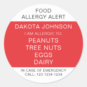 Adesivo Redondo Crianças RED Alergia Personalizada A Que Sou Alérg