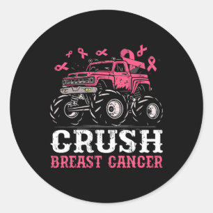Adesivo Redondo Crianças Rosa, Cancer De Mama Esmagado