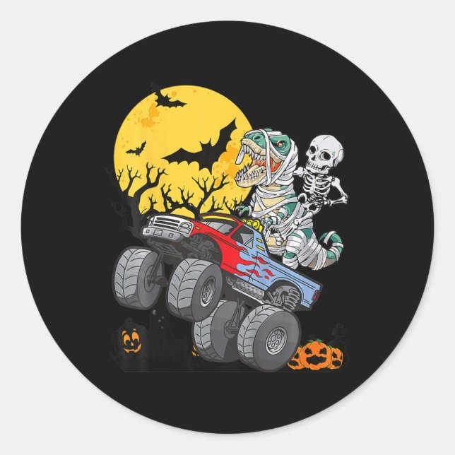 Adesivo Redondo Crianças Skeleton Monster Truck Moon Todd (Frente)