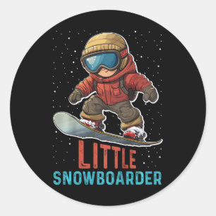 Adesivo Redondo Crianças Snowboard Pequeno Snowboarder Engraçado T