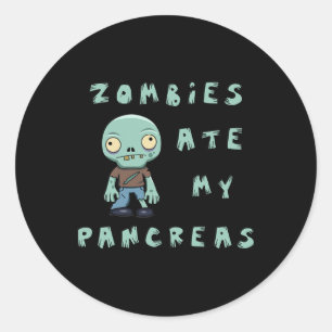 Adesivo Redondo Crianças Tipo 1 Diabetes Halloween - Zombies Ate P
