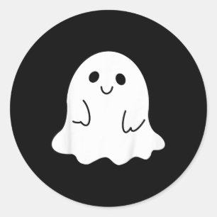 Adesivo Redondo Crianças Toddler Halloween Boo Fantasma Com Um Arc