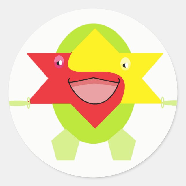 Adesivo Redondo Crianças utilatas Art Design Funny Fantasy Star Fi (Frente)