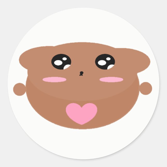 Adesivo Redondo Crianças utilatas, Design, Curioso Urso De Teddy A (Frente)