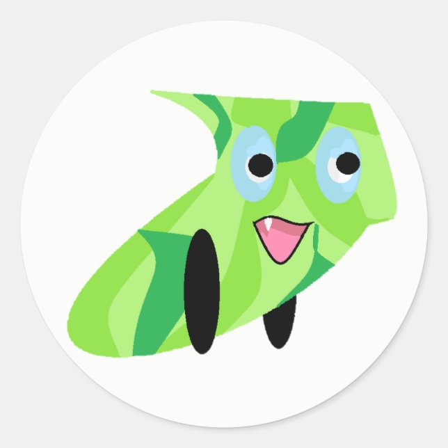 Adesivo Redondo Crianças utilitárias Design de arte Cachorro verde (Frente)