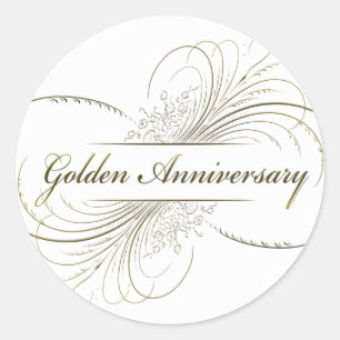 Adesivo Redondo Criar seu próprio design dourado do aniversário