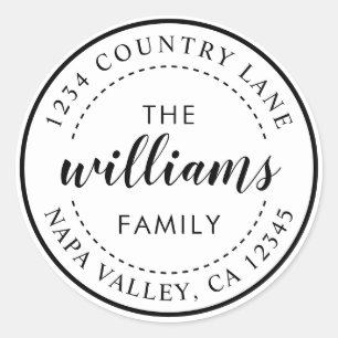 Adesivo Redondo Criar seu próprio endereço do remetente moderno da