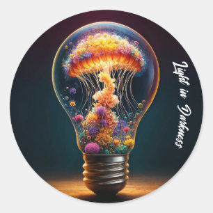 Adesivo Redondo Criatividade luminosa de vidro fantasista aquática