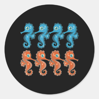 Adesivo Redondo Criatura Do Mar De Peixes Submarinos Cute