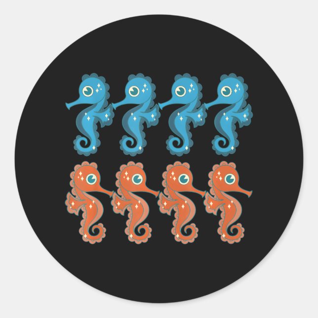 Adesivo Redondo Criatura Do Mar De Peixes Submarinos Cute (Frente)