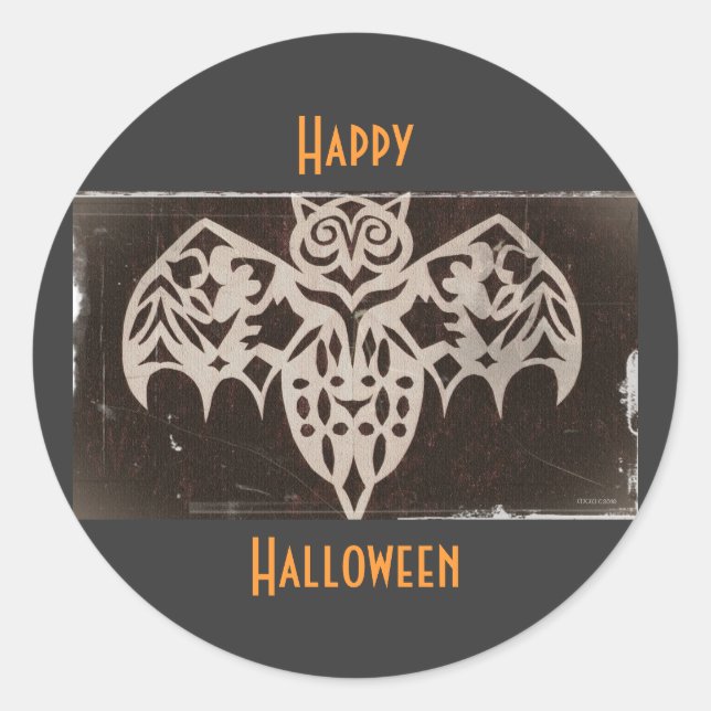 Adesivo Redondo Criatura Noturna Antiquada (Frente)