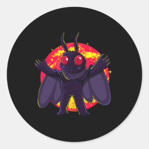 Adesivo Redondo Criaturas Criptidas Cute De Mothman Ponto Pleasemá