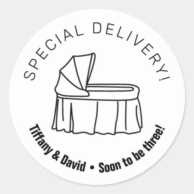 Adesivo Redondo Cribo-Bebê Minimalista (Frente)