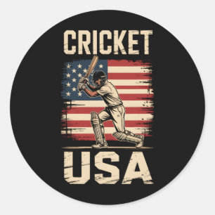 Adesivo Redondo Cricket América Americano Usa Jogador Homens Mulhe