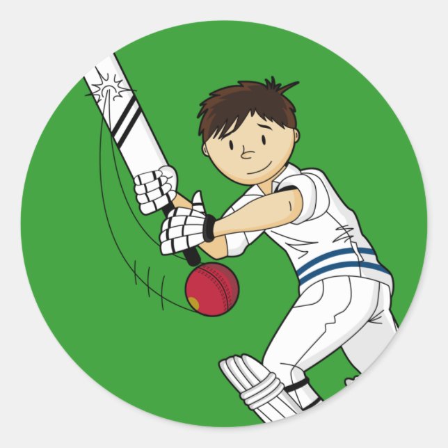 Adesivo Redondo Cricket Batsman Sticker (Frente)