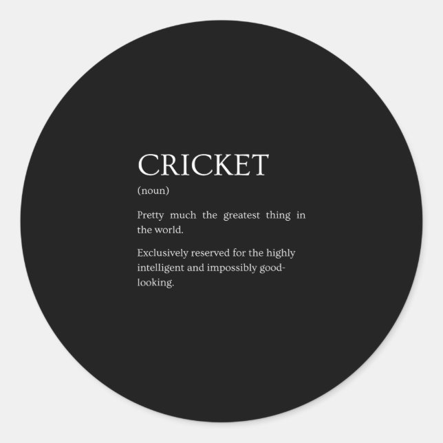 Adesivo Redondo Cricket Definition - Funny Sarcastic Cricket Expla (Frente)