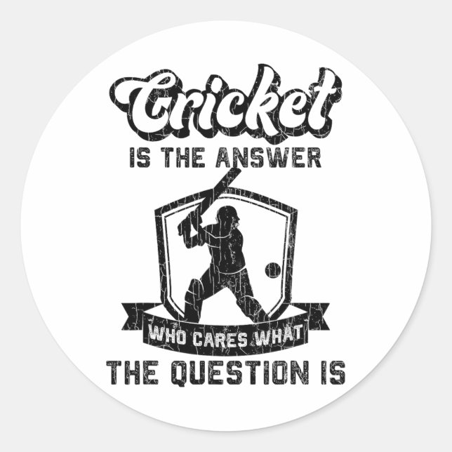 Adesivo Redondo Cricket Funny It's The Answer Graphic For Player 1 (Frente)
