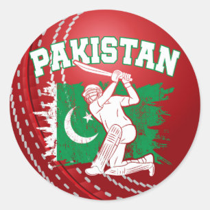 Adesivo Redondo Cricket Pakistan, Paquistão Cricket Gifts
