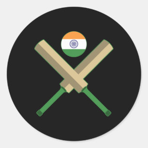 Adesivo Redondo Cricket T Críquete Ll Bandeira indiana Críquete Ín