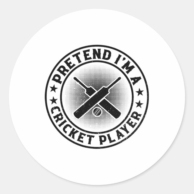 Adesivo Redondo Cricketing Cricket Game - Pretend I'm A Cricket Pl (Frente)