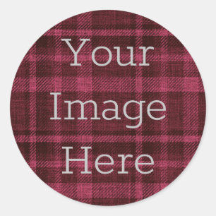 Adesivo Redondo Crie o seu próprio Red Berry + Flannel Xadrez Pret