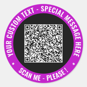 Adesivo Redondo Crie o texto personalizado do seu código QR e ades