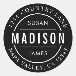 Adesivo Redondo Crie Preto Seu Próprio Nome Da Família Endereço