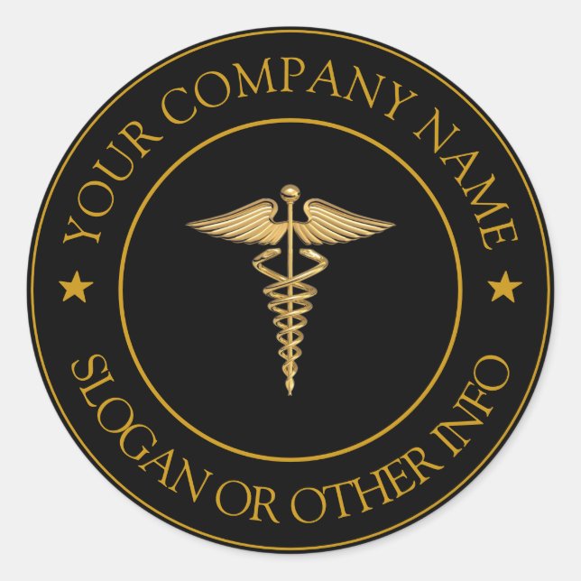 Adesivo Redondo Crie seu logotipo de empresa clássico personalizad (Frente)