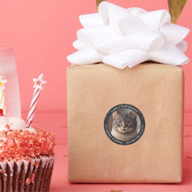 Adesivo Redondo Crie seu próprio adorável endereço de volta de cão (Festa)