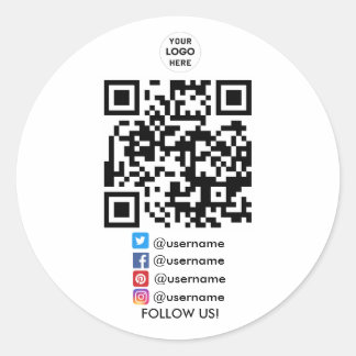 Adesivo Redondo Crie seu próprio código QR de mídia social de sua