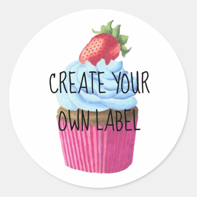 Adesivo Redondo Crie seu próprio Cupcake Classic Round Sticker (Frente)