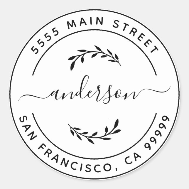 Adesivo Redondo Crie seu próprio endereço de devolução clássico re (Frente)