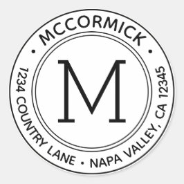 Adesivo Redondo Crie seu próprio endereço de devolução com monogra