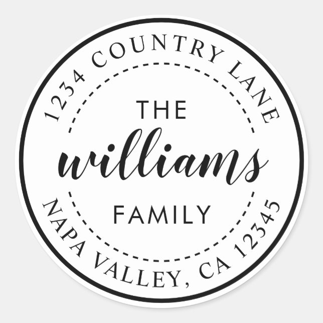 Adesivo Redondo Crie Seu Próprio Endereço de Devolução de Caligraf (Frente)