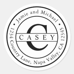 Adesivo Redondo Crie Seu Próprio Endereço De Devolução Do Mono