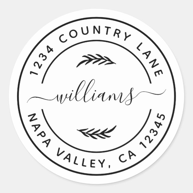 Adesivo Redondo Crie seu próprio endereço de devolução moderno (Frente)