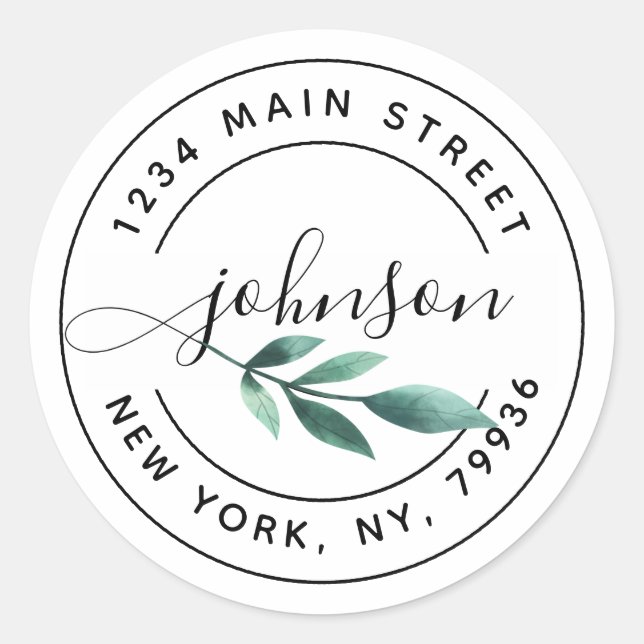 Adesivo Redondo Crie seu próprio endereço de devolução moderno (Frente)