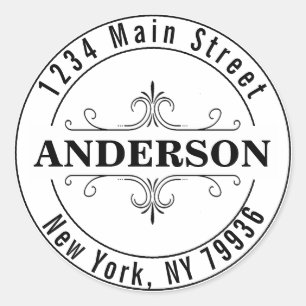 Adesivo Redondo Crie seu próprio endereço de devolução moderno red