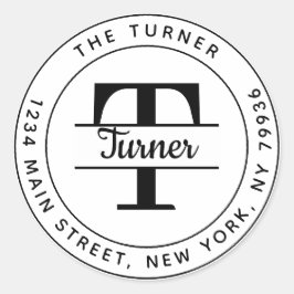 Adesivo Redondo Crie Seu Próprio Endereço de Devolução Monograma R