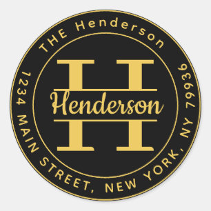 Adesivo Redondo Crie Seu Próprio Endereço de Devolução Monograma R