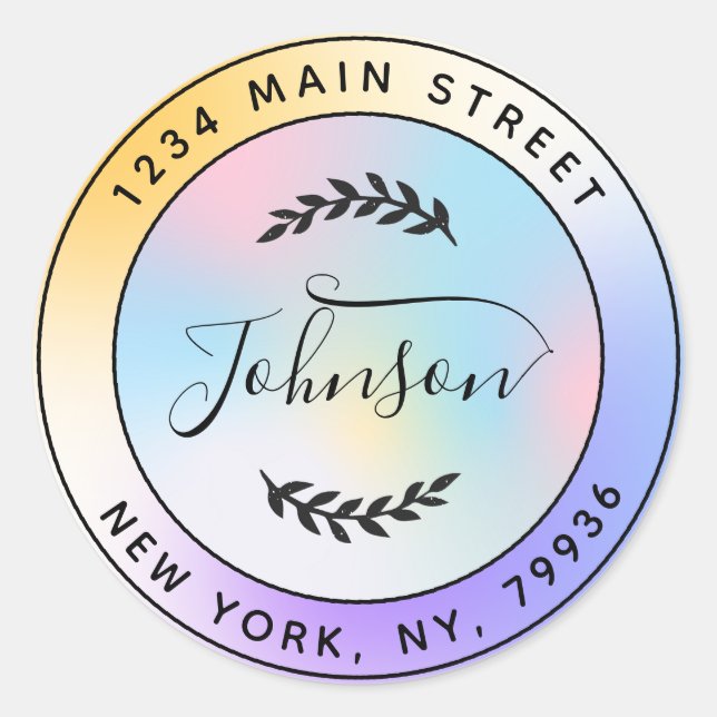 Adesivo Redondo Crie seu próprio endereço de devolução redonda (Frente)