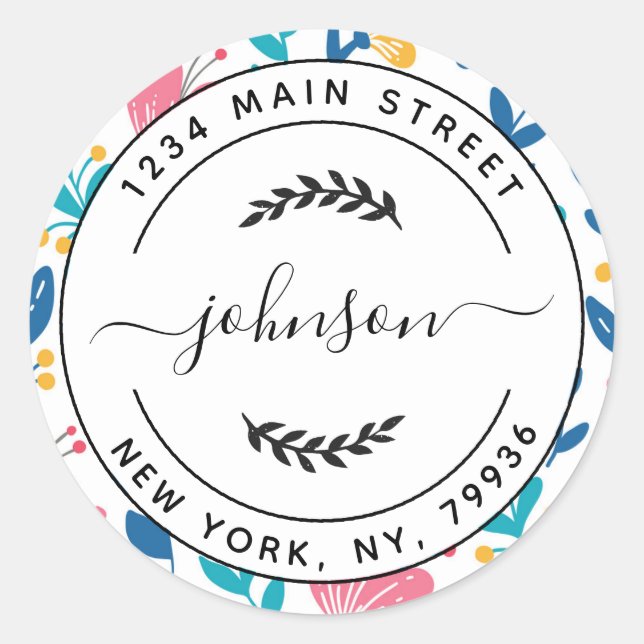 Adesivo Redondo Crie seu próprio endereço de devolução redonda (Frente)