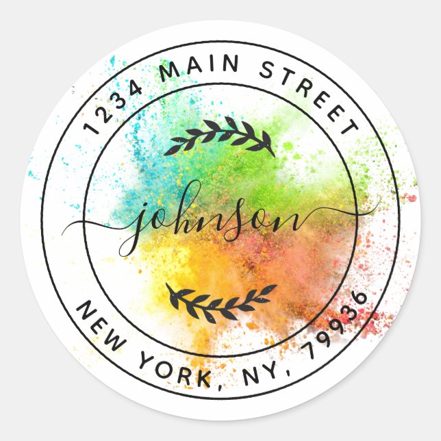 Adesivo Redondo Crie seu próprio endereço de devolução redonda (Frente)