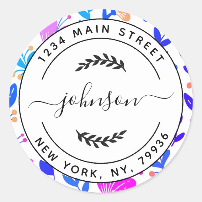 Adesivo Redondo Crie seu próprio endereço de devolução redonda (Frente)