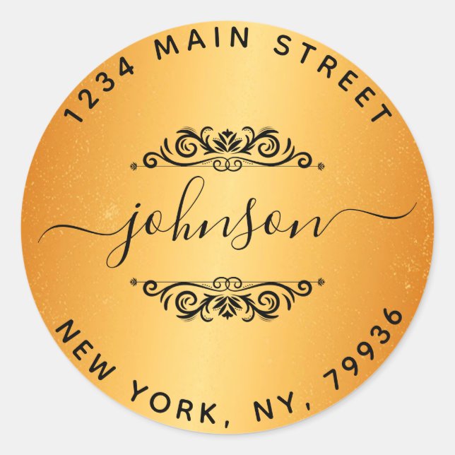 Adesivo Redondo Crie seu próprio endereço de devolução redonda (Frente)